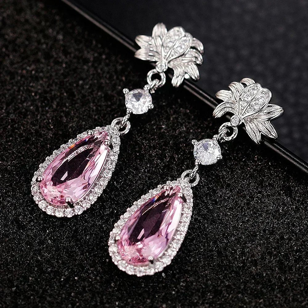 Boucles d'Oreilles Zircone Violette - Femme - FoytiShop
