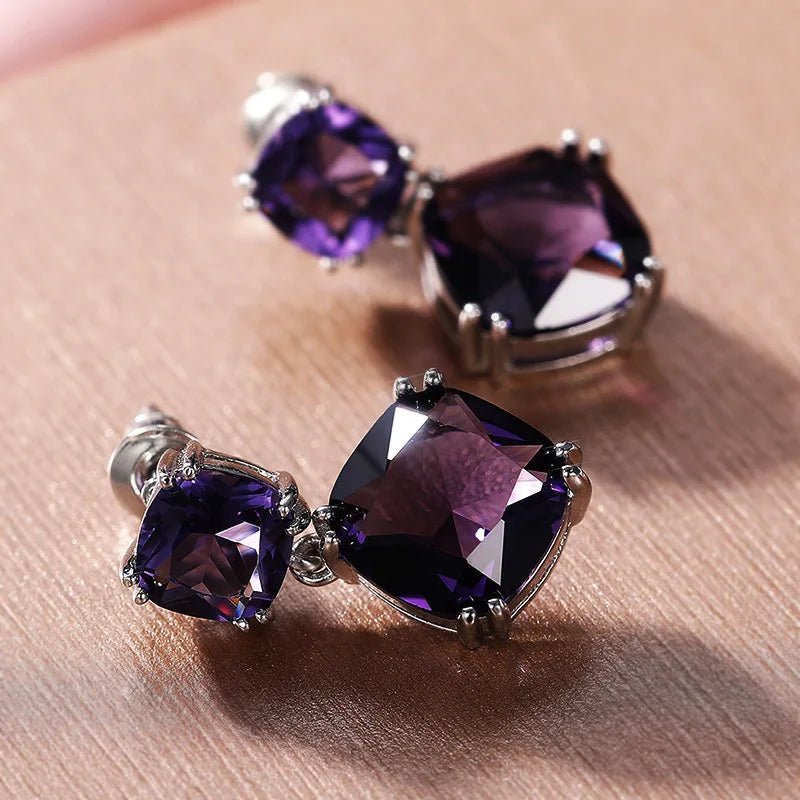 Boucles d'Oreilles Zircone Violette - Femme - FoytiShop
