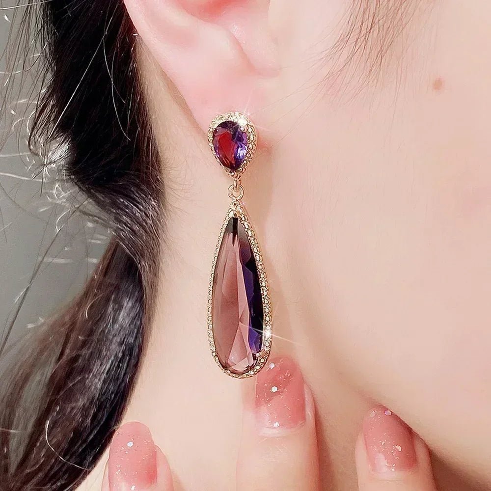 Boucles d'Oreilles Zircone Violette - Femme - FoytiShop