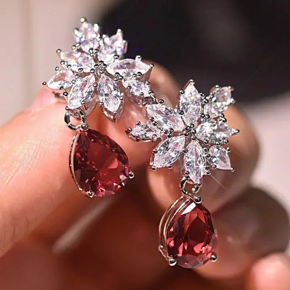 Boucles d'Oreilles Zircone Violette - Femme - FoytiShop