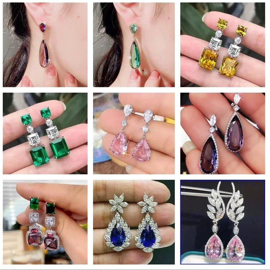Boucles d'Oreilles Zircone Violette - Femme - FoytiShop