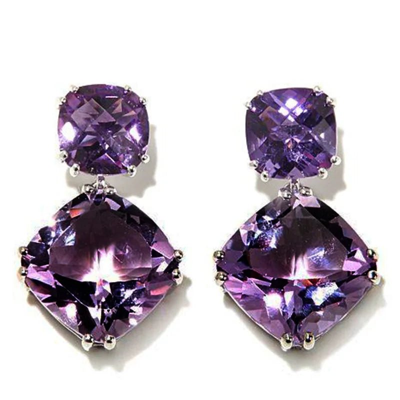 Boucles d'Oreilles Zircone Violette - Femme - FoytiShop