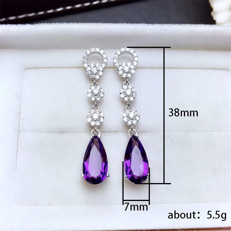 Boucles d'Oreilles Zircone Violette - Femme - FoytiShop