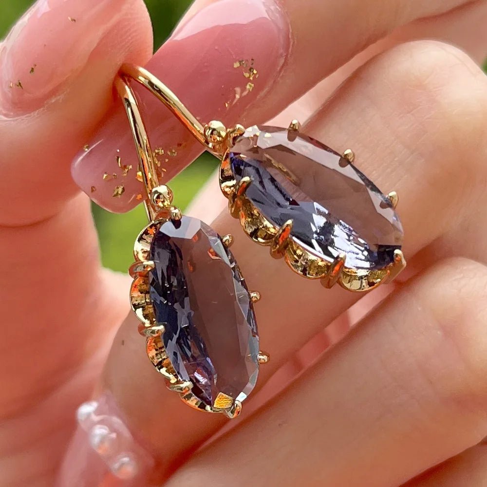 Boucles d'Oreilles Zircone Violette - Femme - FoytiShop