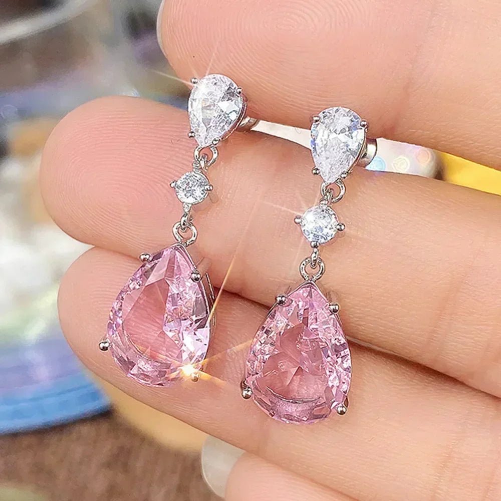Boucles d'Oreilles Zircone Violette - Femme - FoytiShop