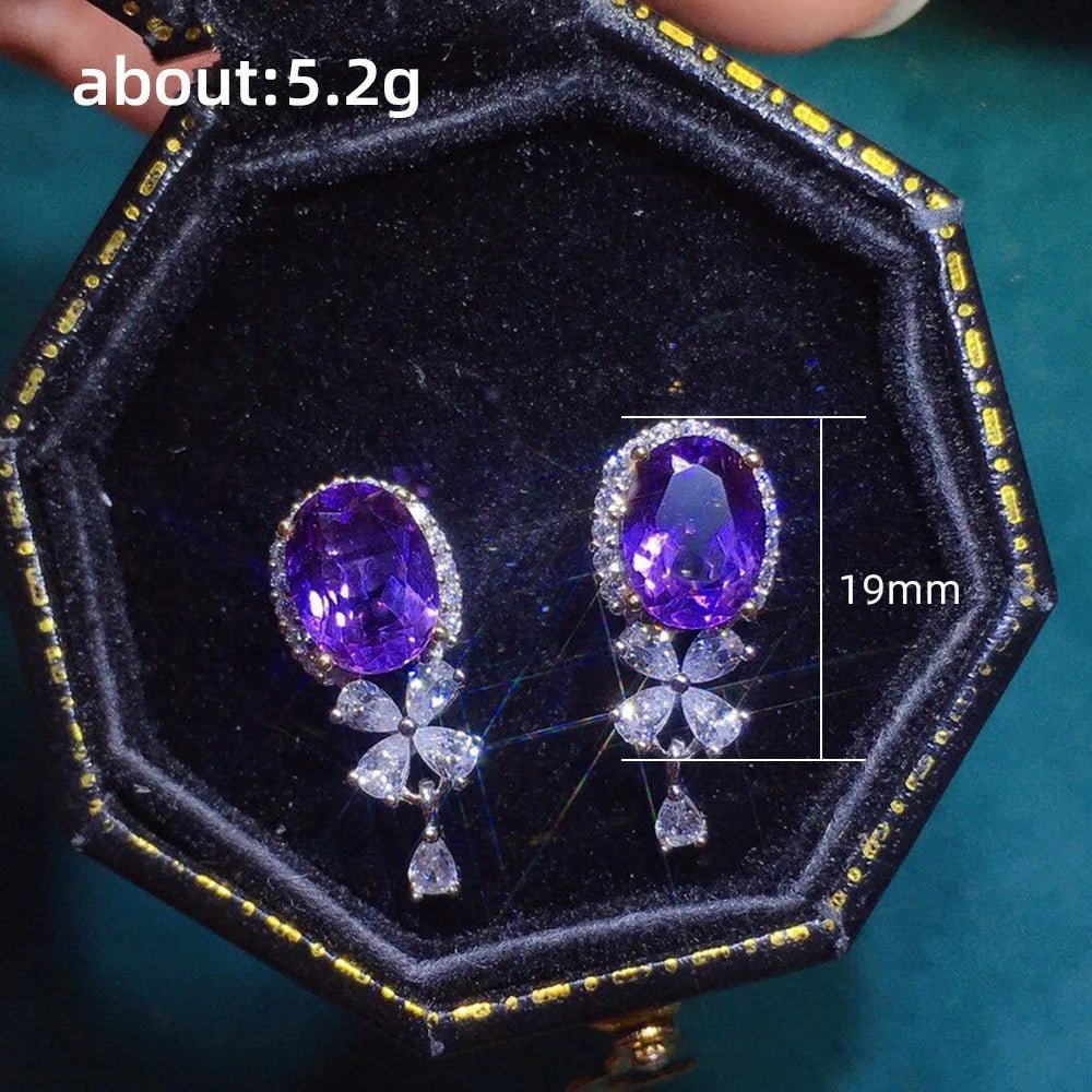 Boucles d'Oreilles Zircone Violette - Femme - FoytiShop