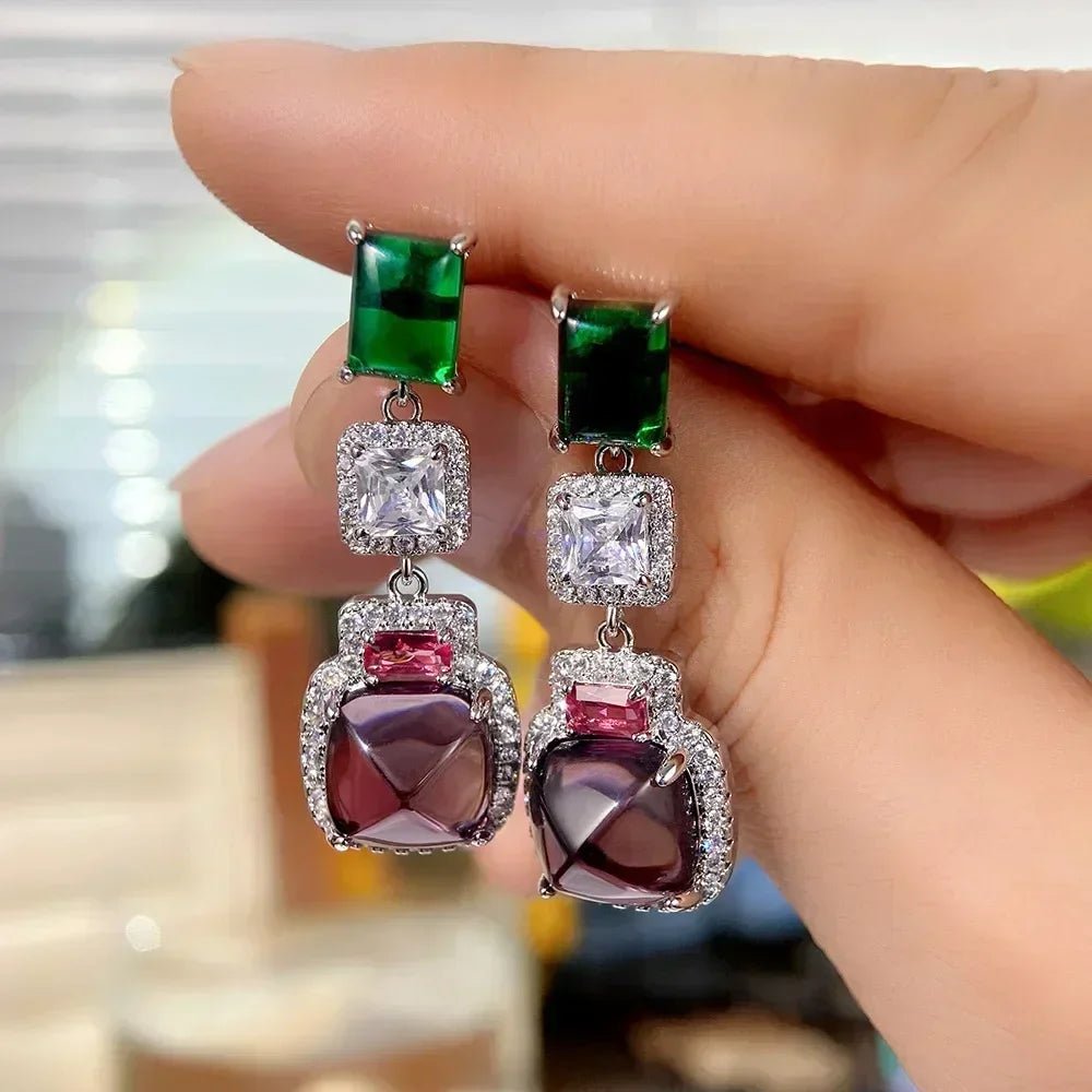Boucles d'Oreilles Zircone Violette - Femme - FoytiShop