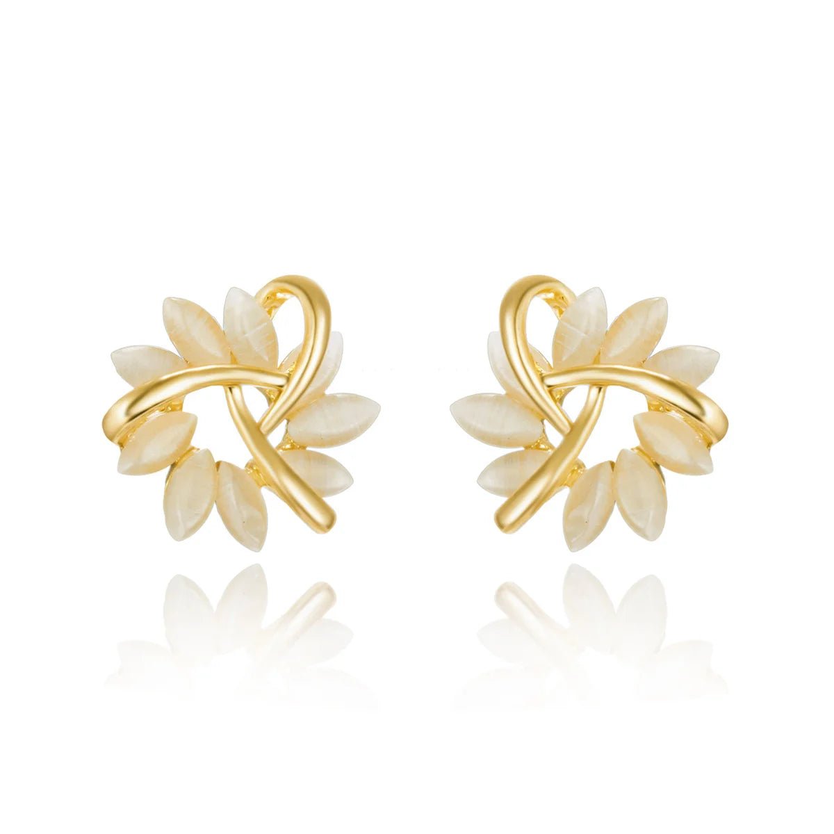 Boucles Élégance Délicate — Style Minimaliste - blanc doré - FoytiShop