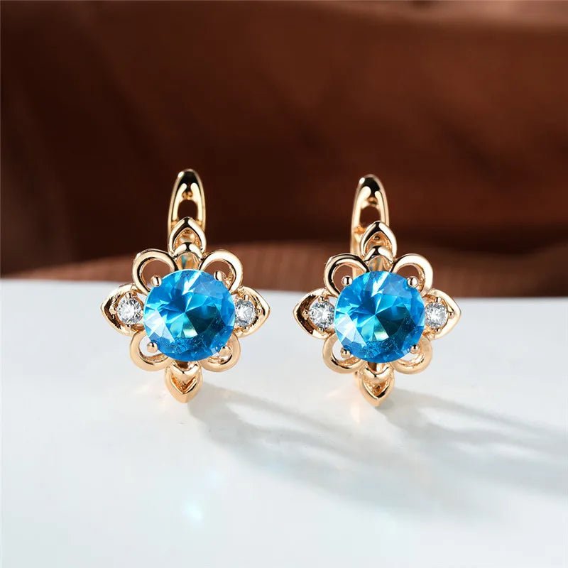 Boucles pierres bleues élégantes - FoytiShop