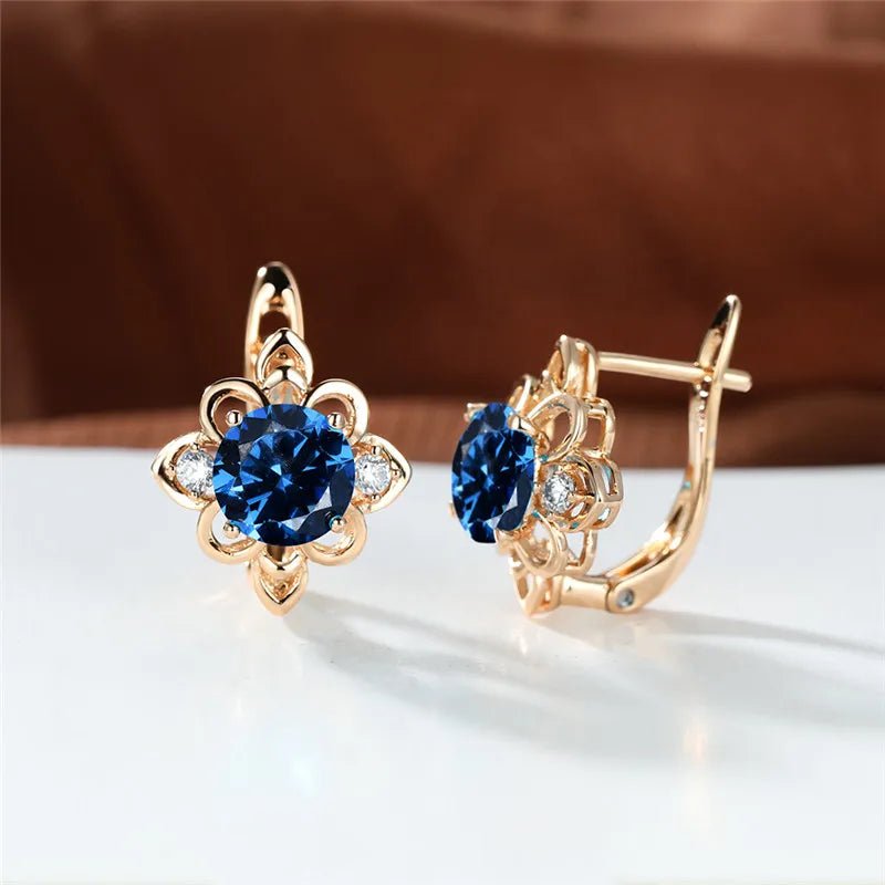 Boucles pierres bleues élégantes - FoytiShop
