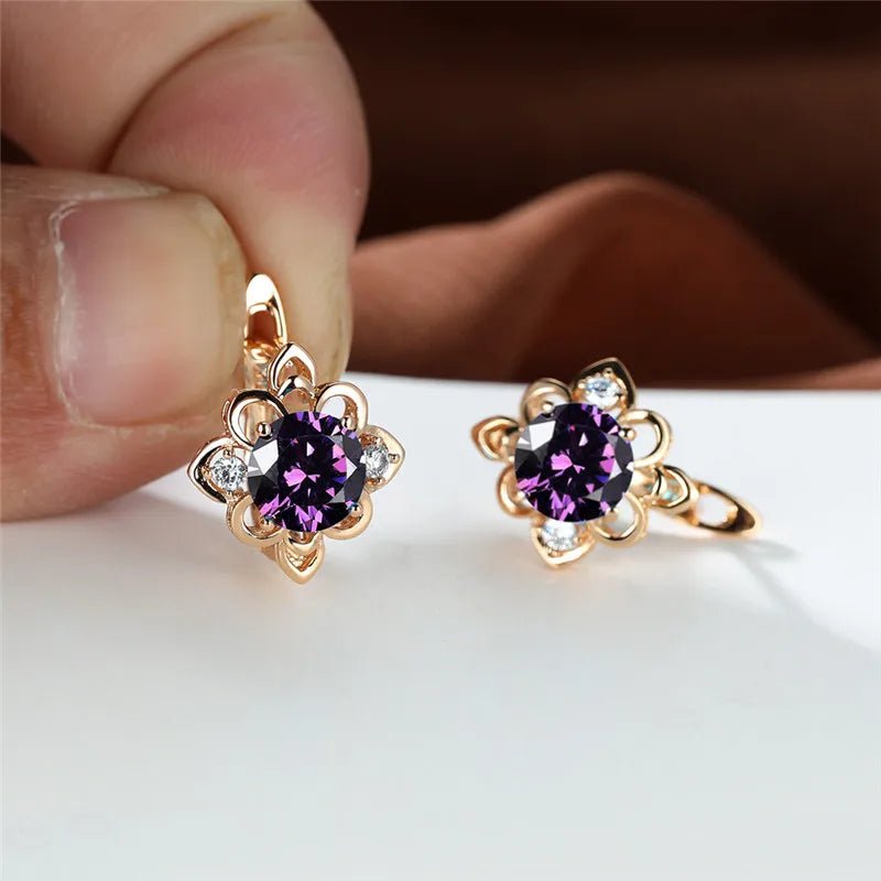 Boucles pierres bleues élégantes - FoytiShop