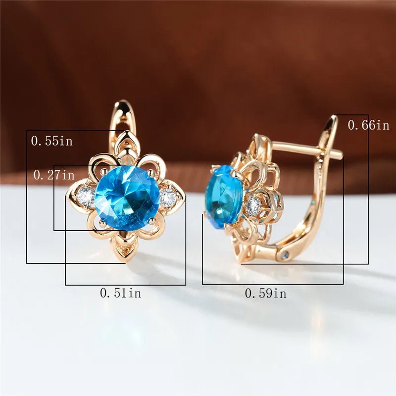 Boucles pierres bleues élégantes - FoytiShop