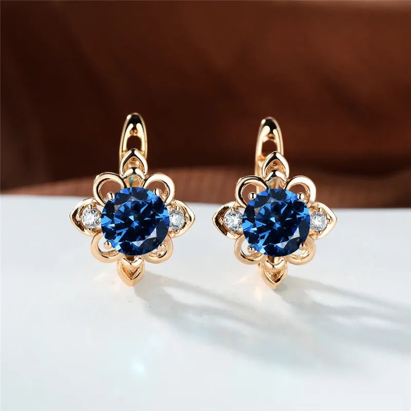 Boucles pierres bleues élégantes - FoytiShop