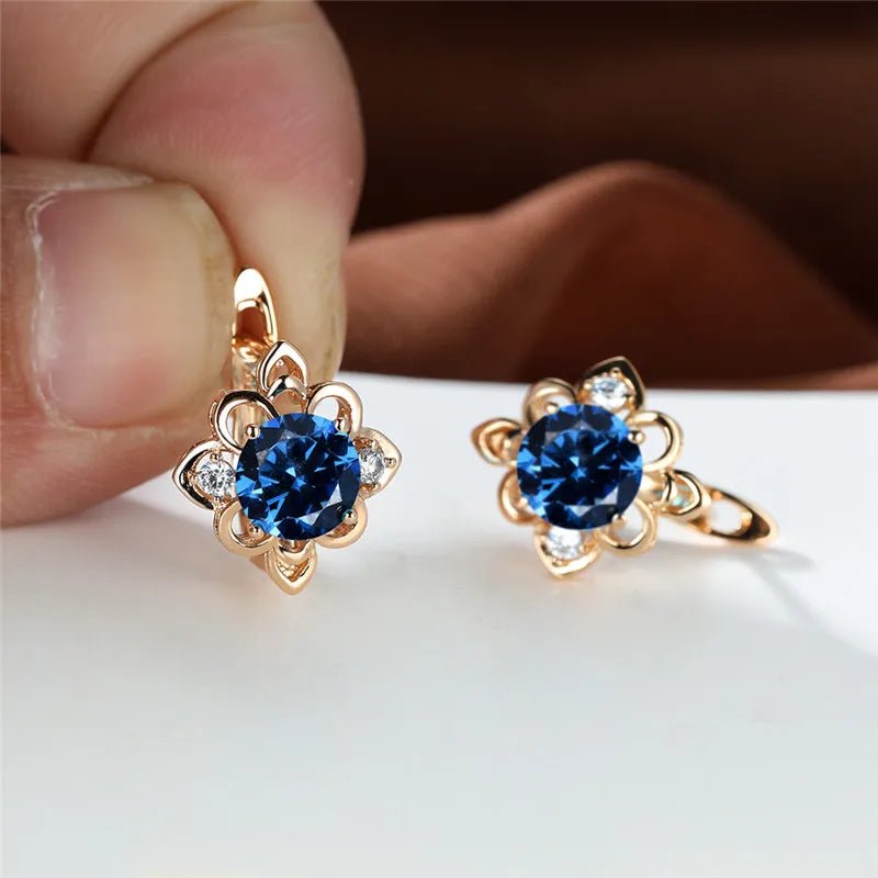 Boucles pierres bleues élégantes - FoytiShop