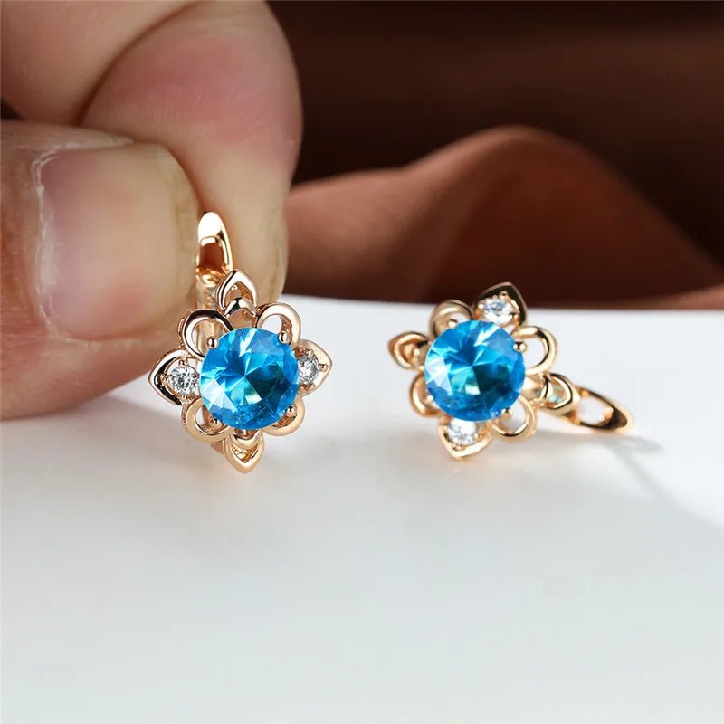 Boucles pierres bleues élégantes - FoytiShop