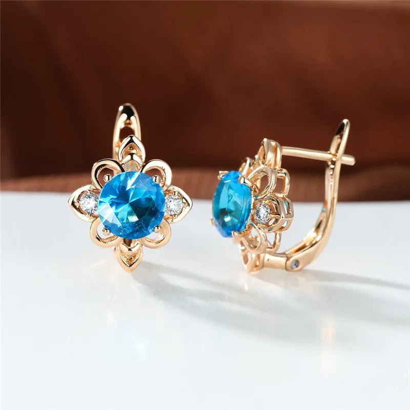 Boucles pierres bleues élégantes - FoytiShop