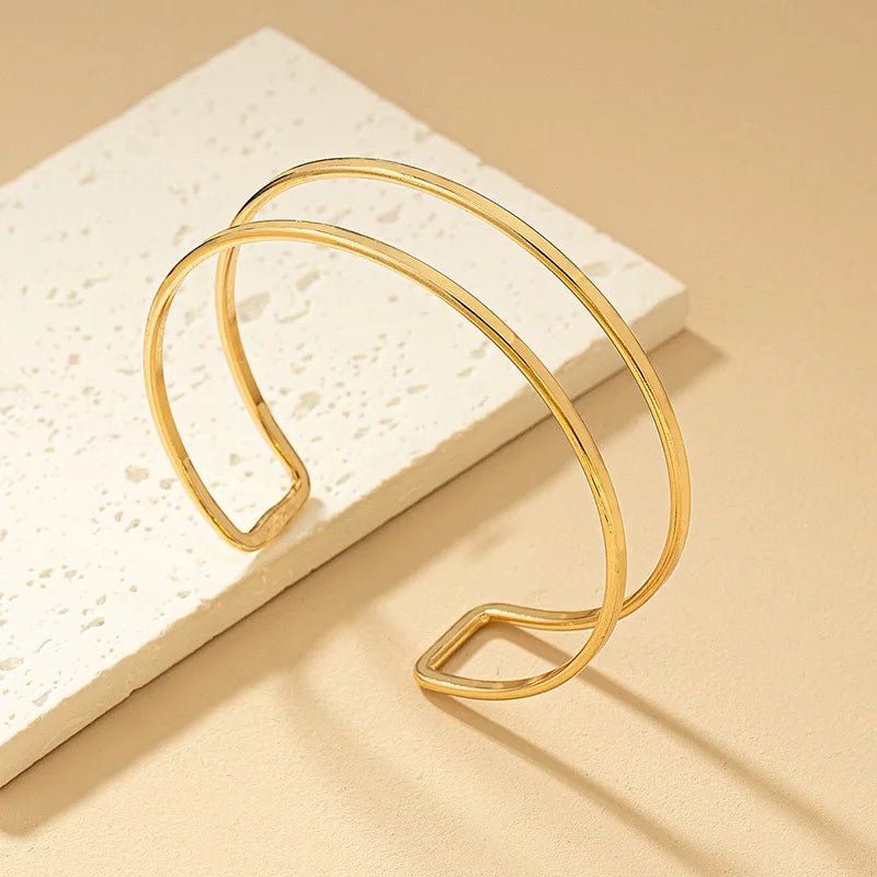 Bracelet de bras à ouverture supérieure minimaliste Vintage pour femmes, mode géométrique couleur or, bracelets circulaires, cadeaux de fête - FoytiShop