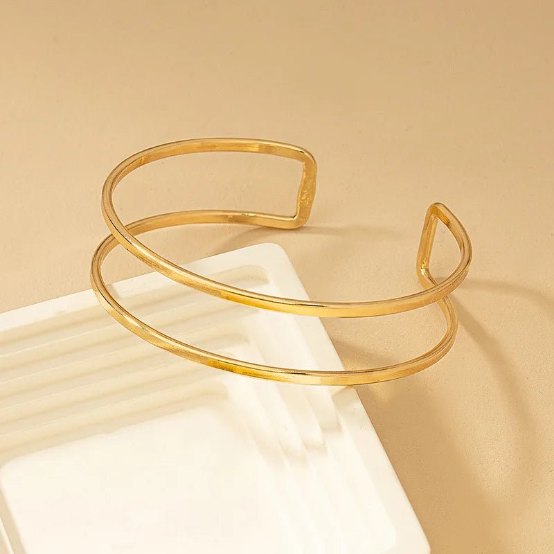 Bracelet de bras à ouverture supérieure minimaliste Vintage pour femmes, mode géométrique couleur or, bracelets circulaires, cadeaux de fête - FoytiShop