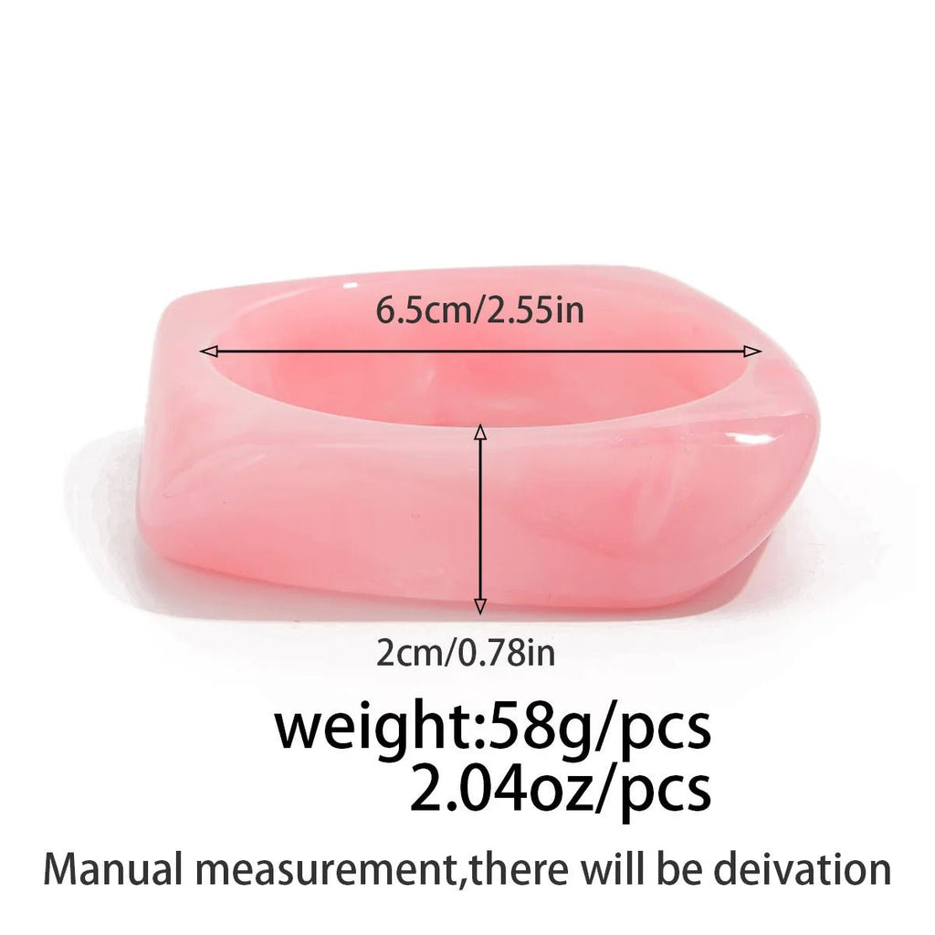 Bracelet Manchette Acrylique Boho Blanc & Rose – Ouverture Réglable Femme - FoytiShop