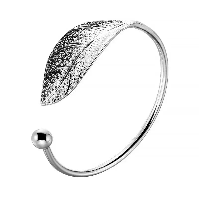 Bracelet Manchette Argent 925 Feuille - Femme - FoytiShop
