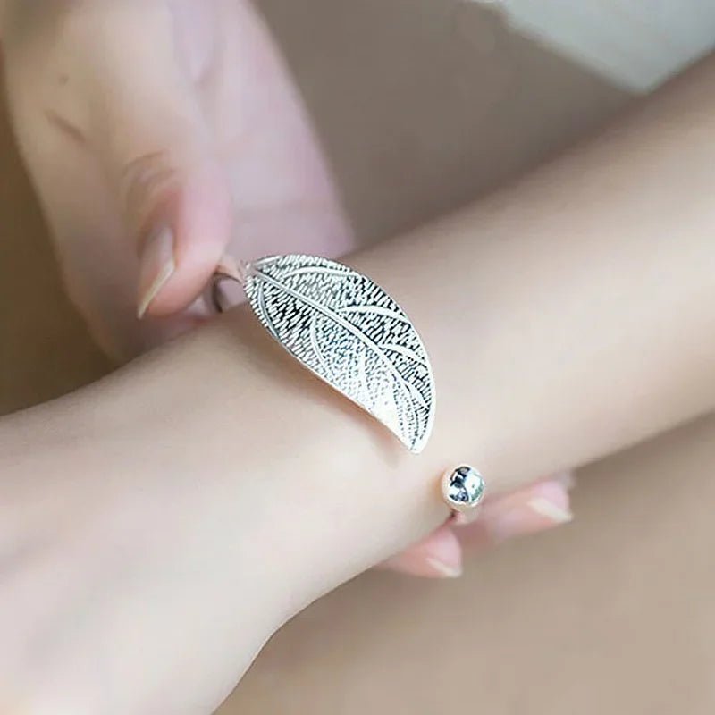 Bracelet Manchette Argent 925 Feuille - Femme - FoytiShop