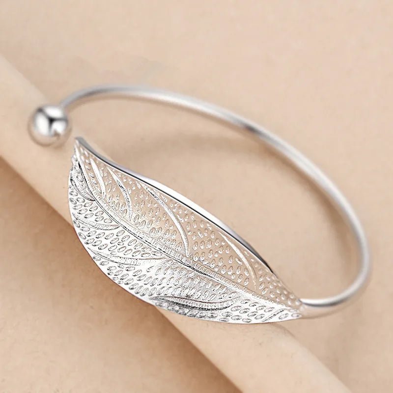 Bracelet Manchette Argent 925 Feuille - Femme - FoytiShop
