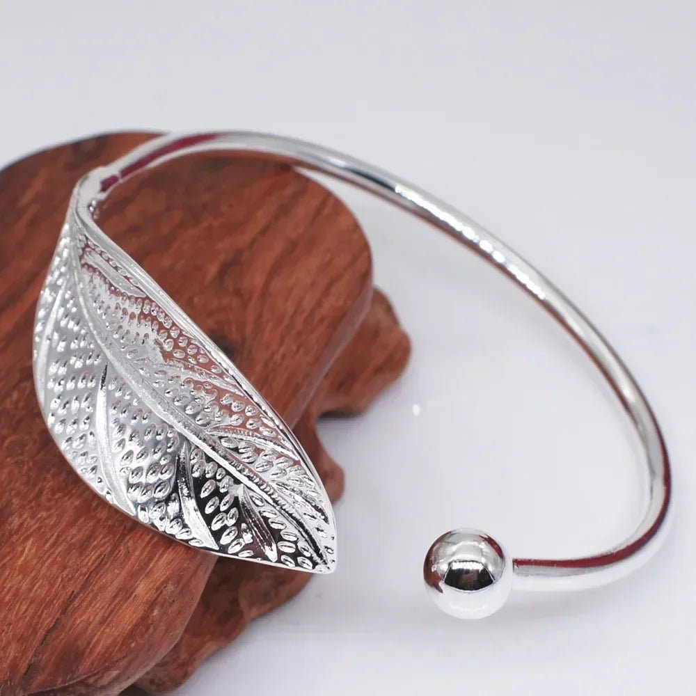 Bracelet Manchette Argent 925 Feuille - Femme - FoytiShop