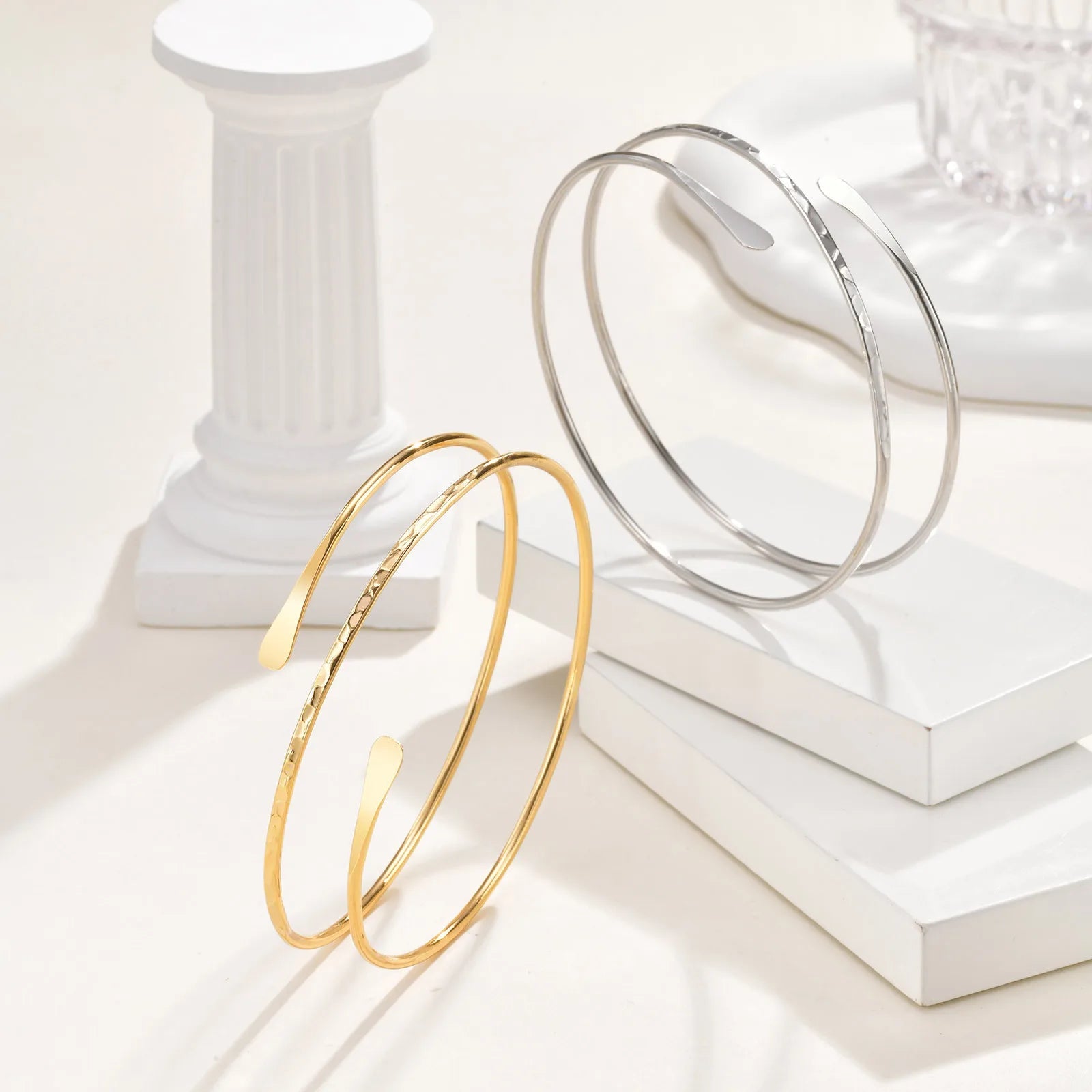 Bracelet manchette du haut du bras pour femmes, brassard minimaliste plaqué or, bijoux de fête - FoytiShop