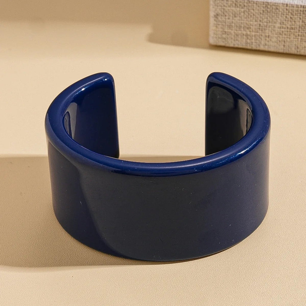 Bracelet Manchette Résine Bleu Foncé à Paillettes – Style Punk Femme - FoytiShop