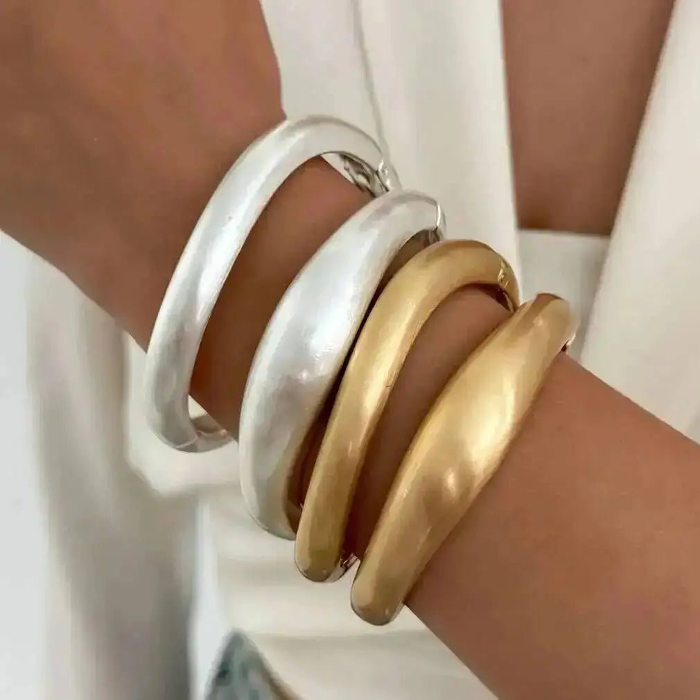 Bracelet Métal Givré Couleur Or – Style Hip Hop Punk Empilable Femme - FoytiShop