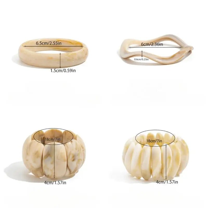 Bracelets de manchette Boho élégants – Bracelets à bras larges géométriques en résine acrylique pour femmes - FoytiShop