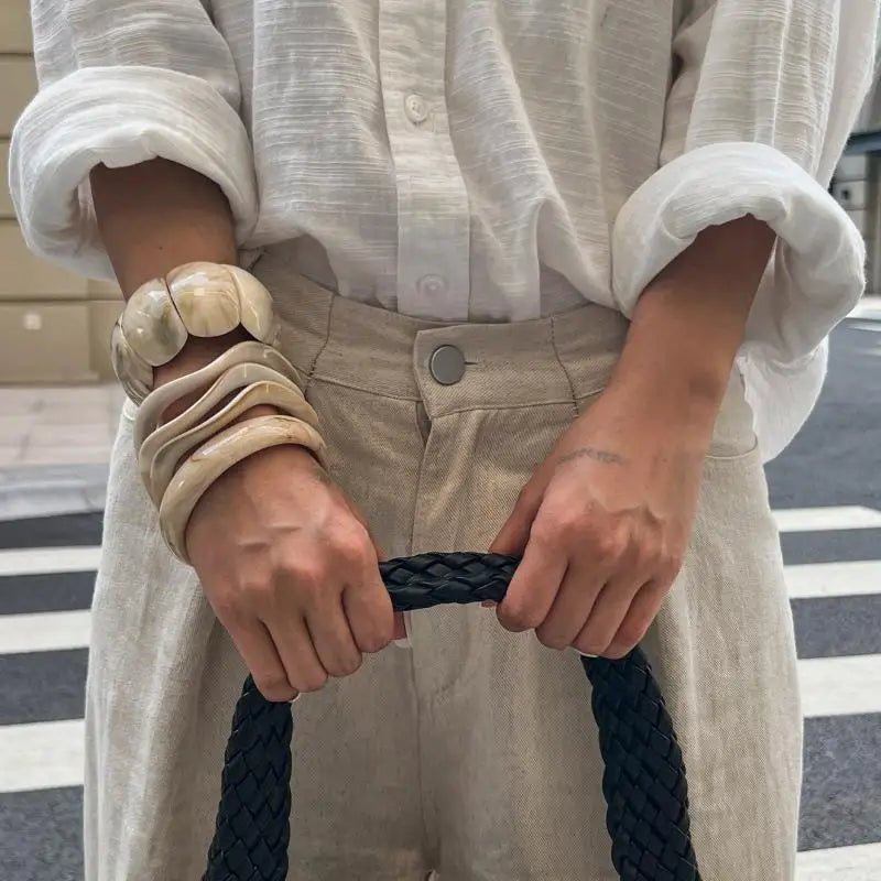 Bracelets de manchette Boho élégants – Bracelets à bras larges géométriques en résine acrylique pour femmes - FoytiShop