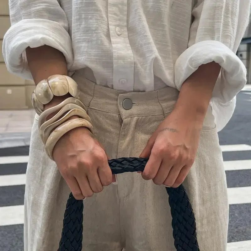 Bracelets de manchette Boho élégants – Bracelets à bras larges géométriques en résine acrylique pour femmes - FoytiShop
