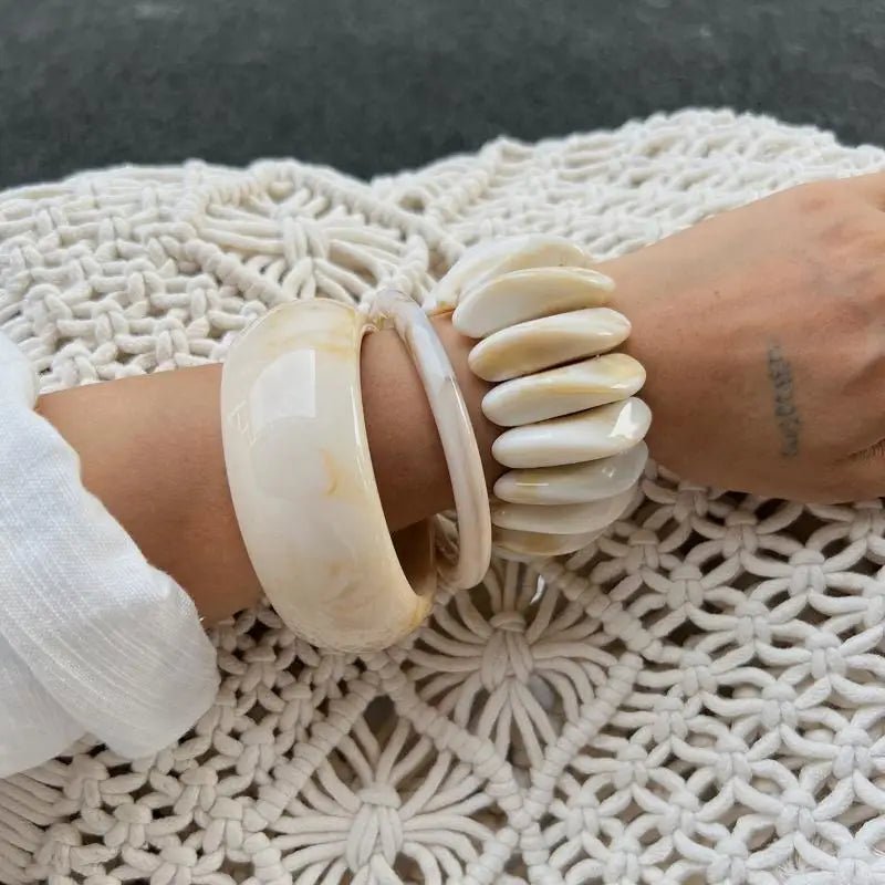 Bracelets de manchette Boho élégants – Bracelets à bras larges géométriques en résine acrylique pour femmes - FoytiShop