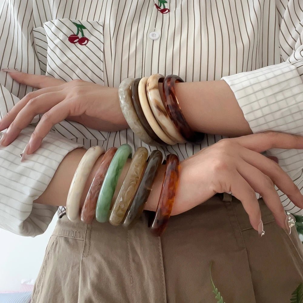 Bracelets Fins Résine Vintage – Style Mode Coréenne Élégant Femme - FoytiShop