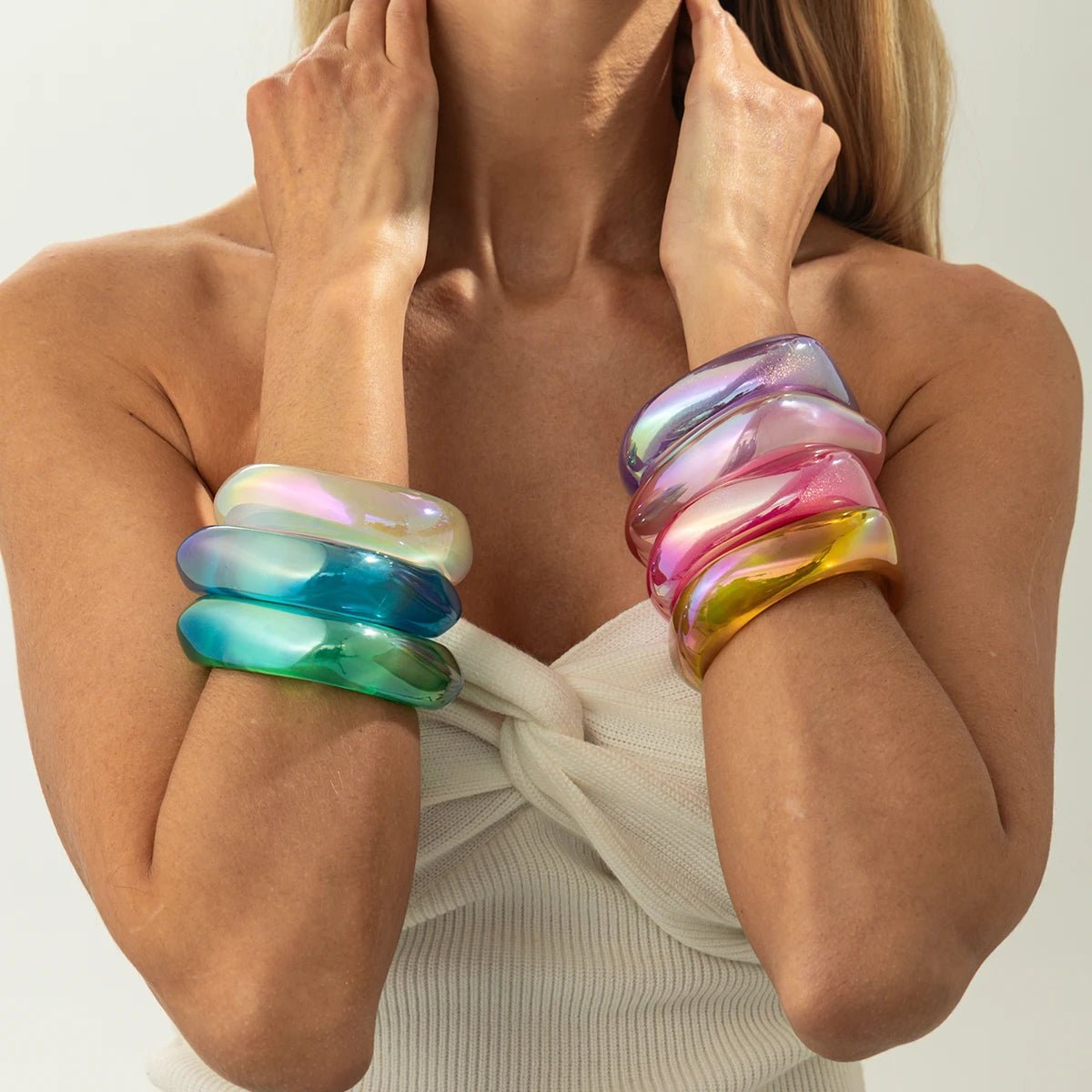 Bracelets Géométriques Résine Transparente – 7 Styles Boho Femme - FoytiShop