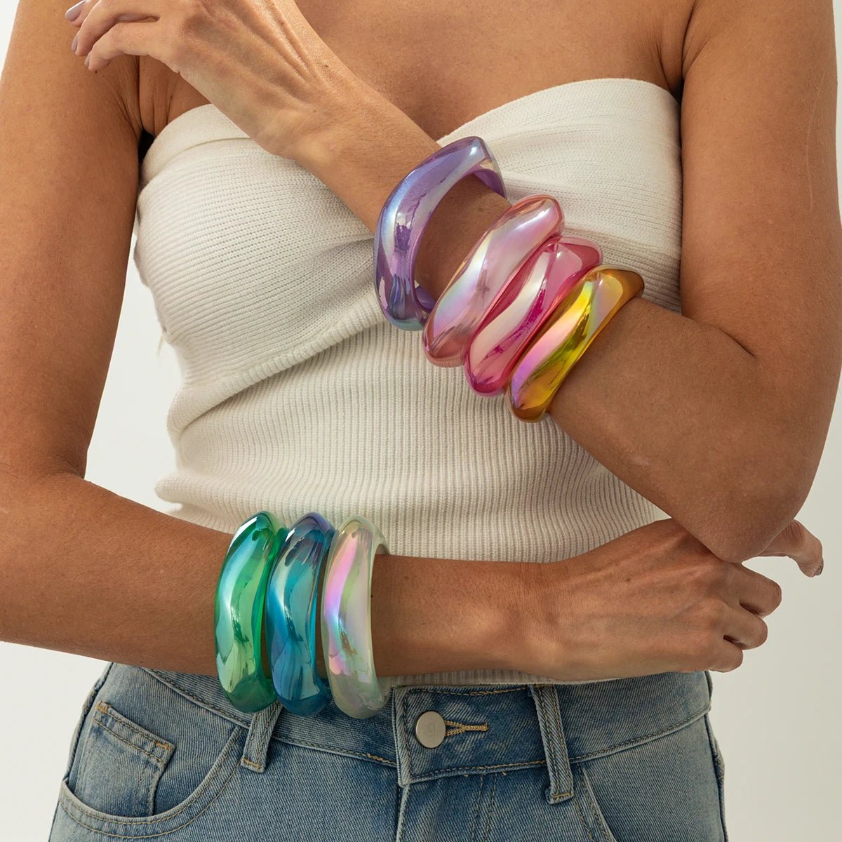 Bracelets Géométriques Résine Transparente – 7 Styles Boho Femme - FoytiShop