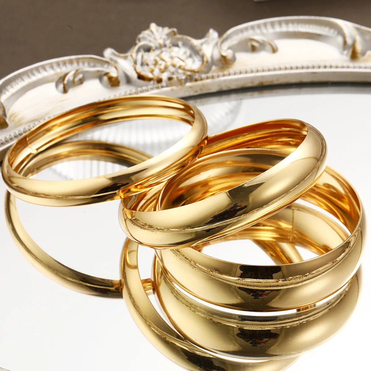 💎 Bracelets Larges Classiques Couleur Or Femme - Métal Lourd Exagéré Luxe - FoytiShop
