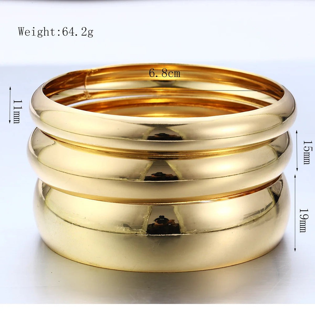 💎 Bracelets Larges Classiques Couleur Or Femme - Métal Lourd Exagéré Luxe - FoytiShop