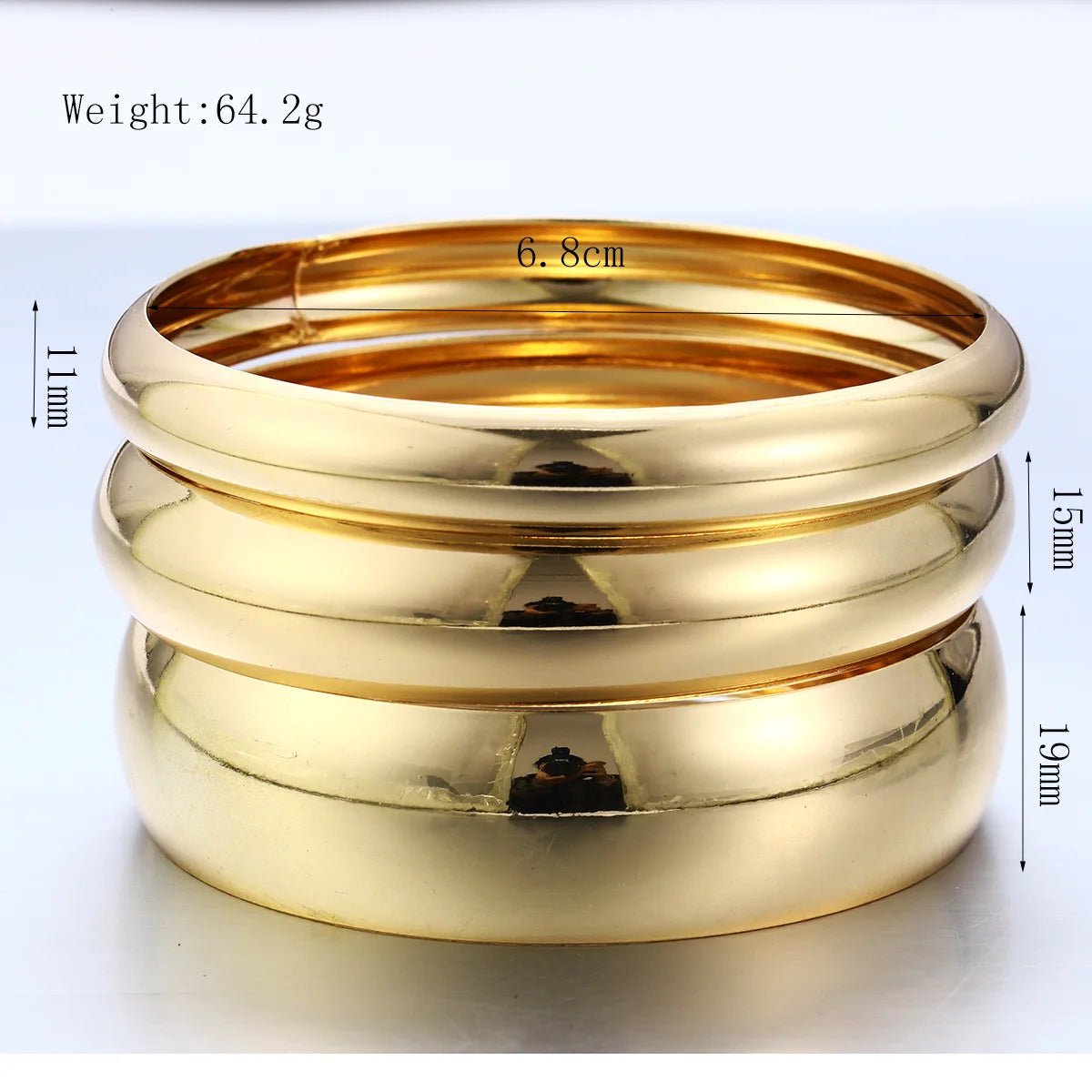 💎 Bracelets Larges Classiques Couleur Or Femme - Métal Lourd Exagéré Luxe - FoytiShop