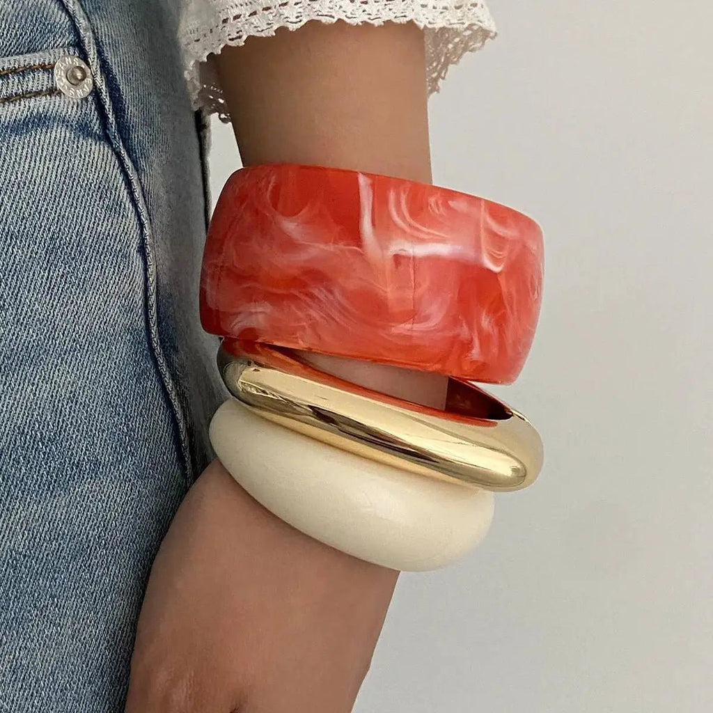 Bracelets Larges Résine Boho Géométrique – 3 Styles Hip Hop Femme - FoytiShop