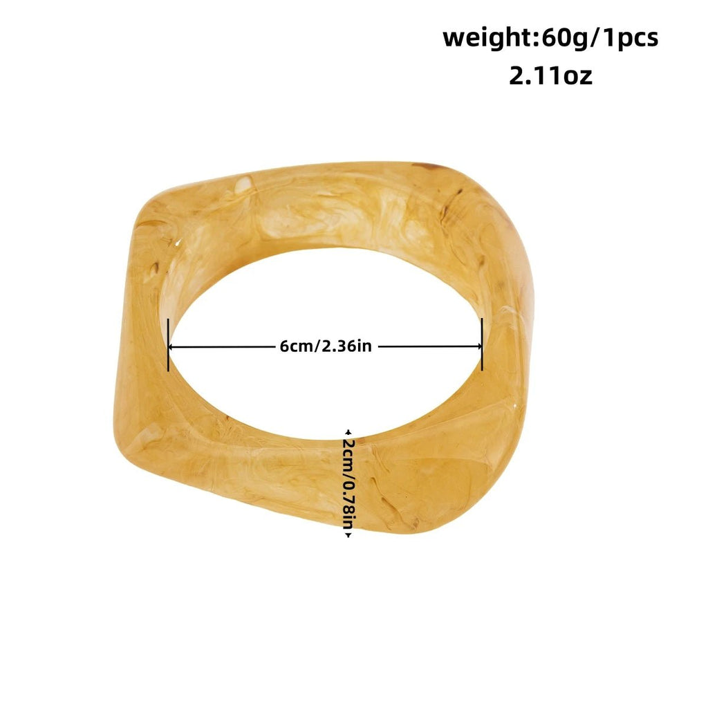 Bracelets Larges Résine Vintage Beige & Marron – Style Élégant Femme - FoytiShop