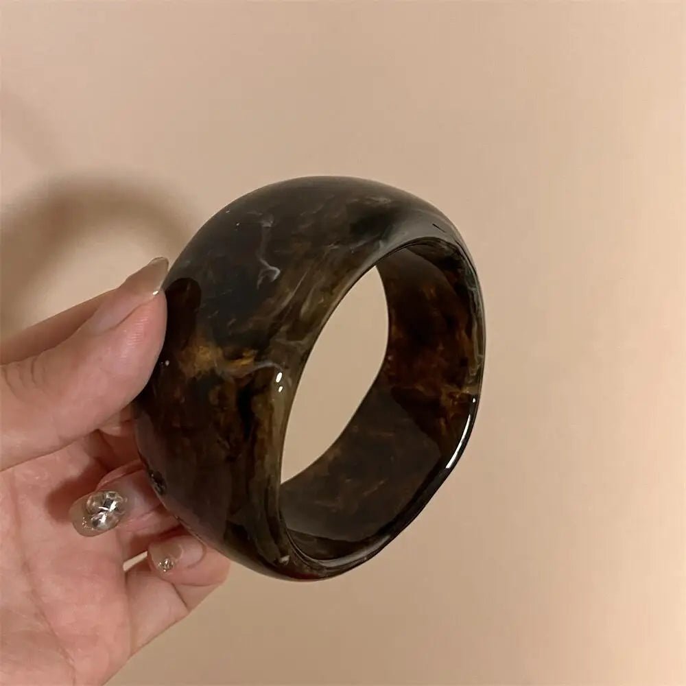 Bracelets Larges Résine Vintage Beige & Marron – Style Élégant Femme - FoytiShop