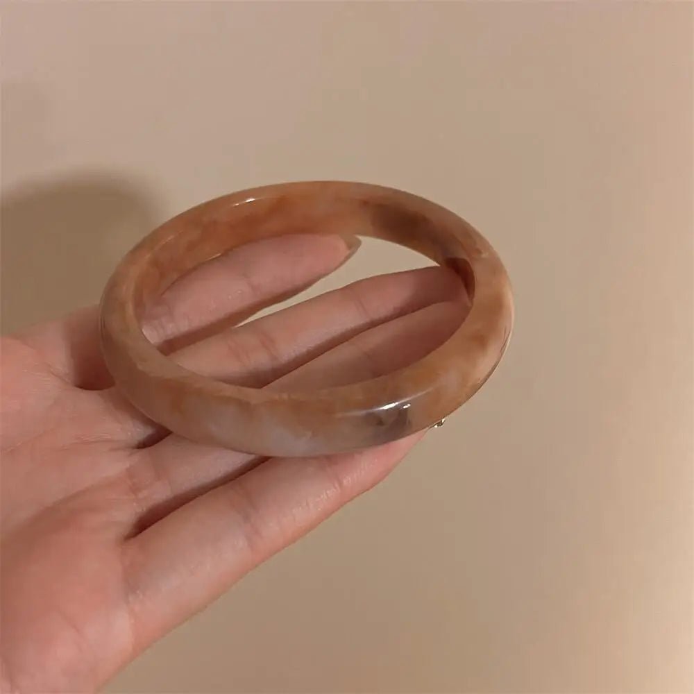 Bracelets Larges Résine Vintage Beige & Marron – Style Élégant Femme - FoytiShop