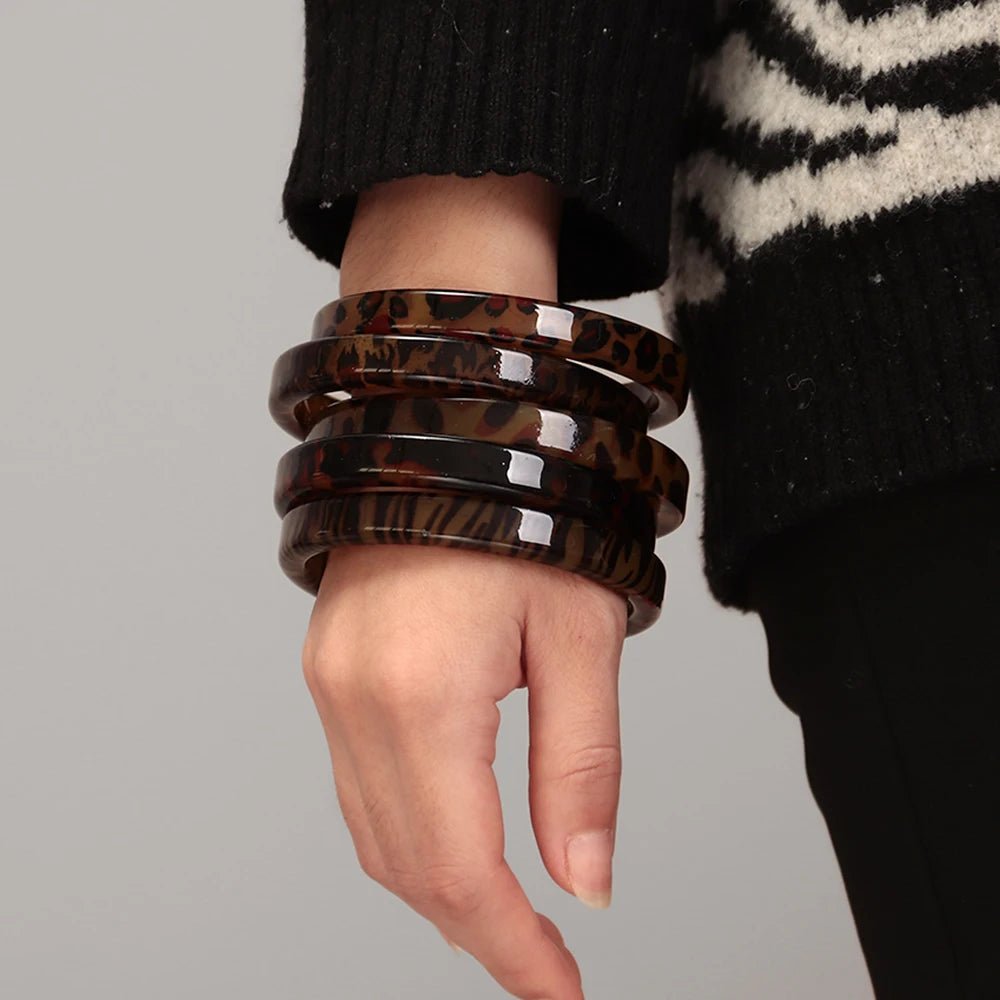 🐆 Bracelets Ronds Vintage Résine Léopard Femme - Bijoux Mode 2026 - FoytiShop