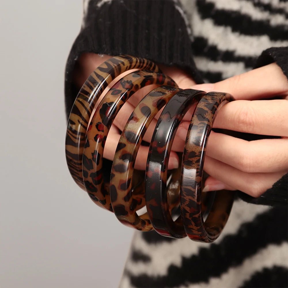 🐆 Bracelets Ronds Vintage Résine Léopard Femme - Bijoux Mode 2026 - FoytiShop