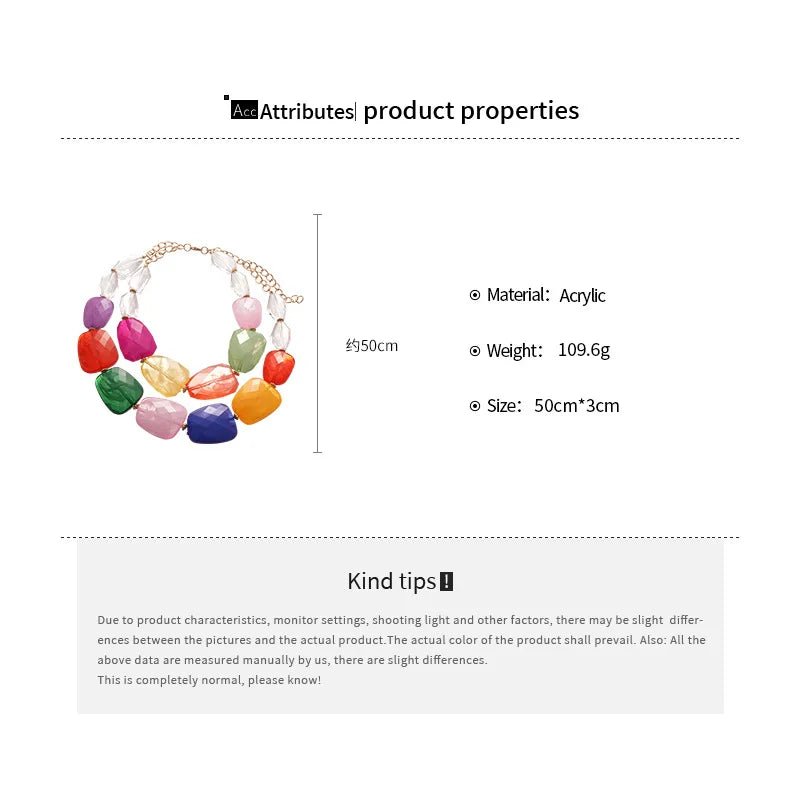 Collier de perles acryliques irrégulières Double couche pour femmes - FoytiShop