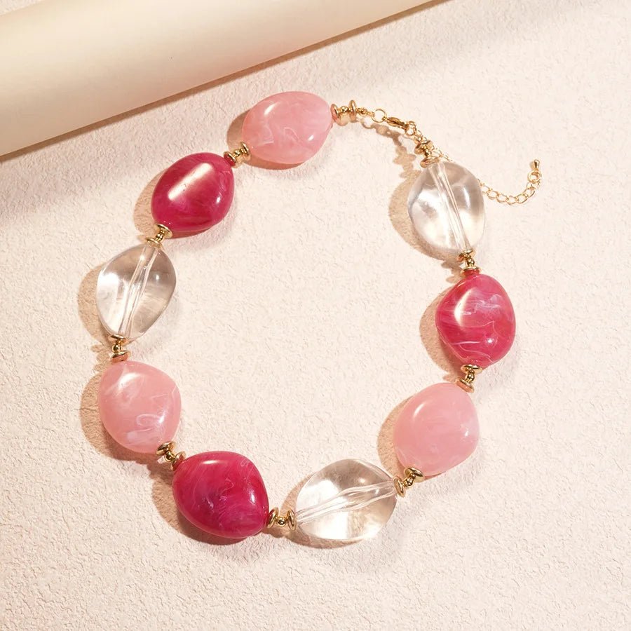 Collier de perles acryliques irrégulières Double couche pour femmes - FoytiShop