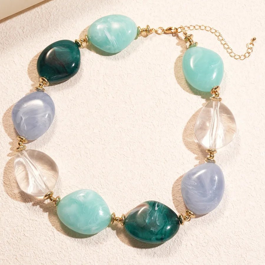 Collier de perles acryliques irrégulières Double couche pour femmes - FoytiShop