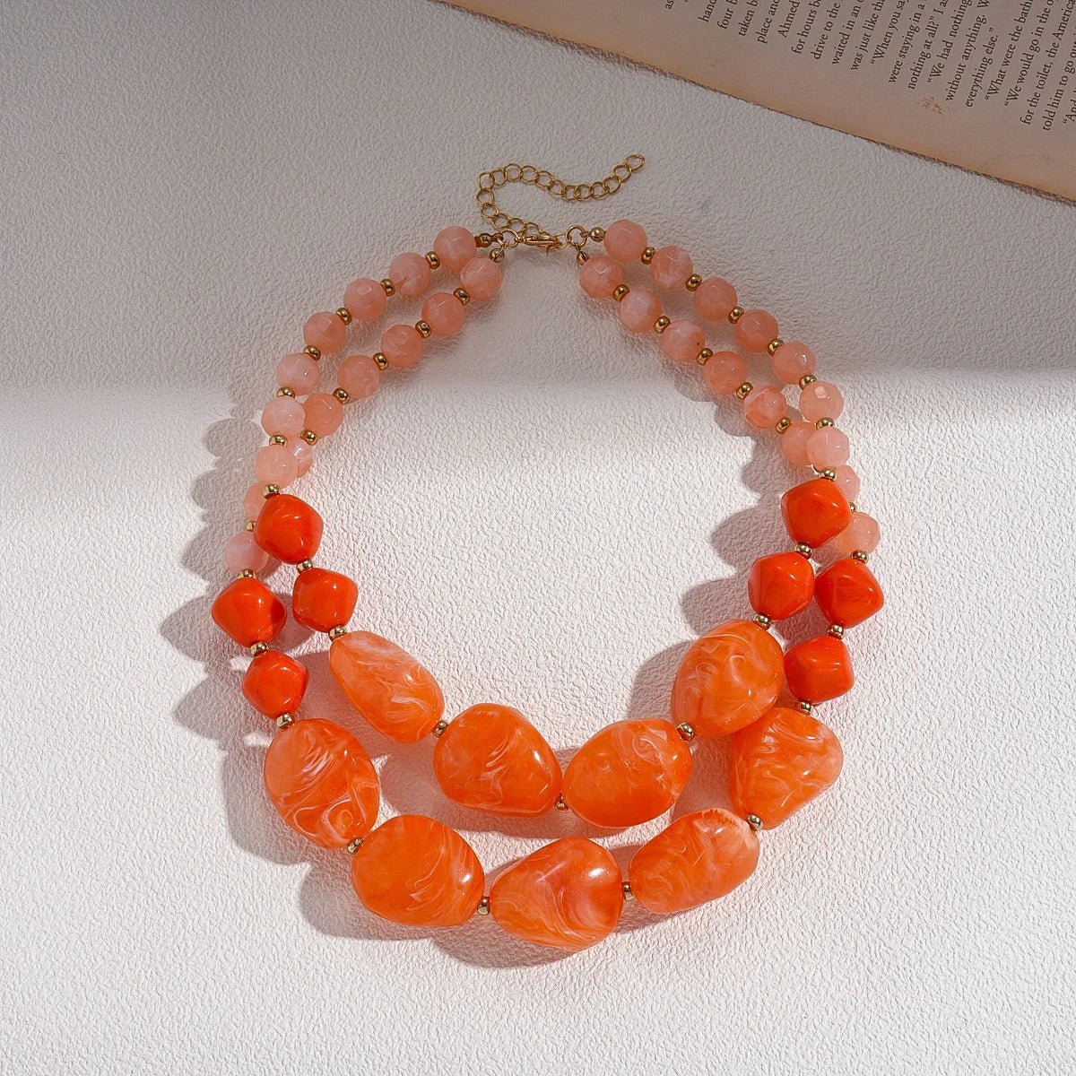 Collier de perles acryliques irrégulières Double couche pour femmes - FoytiShop